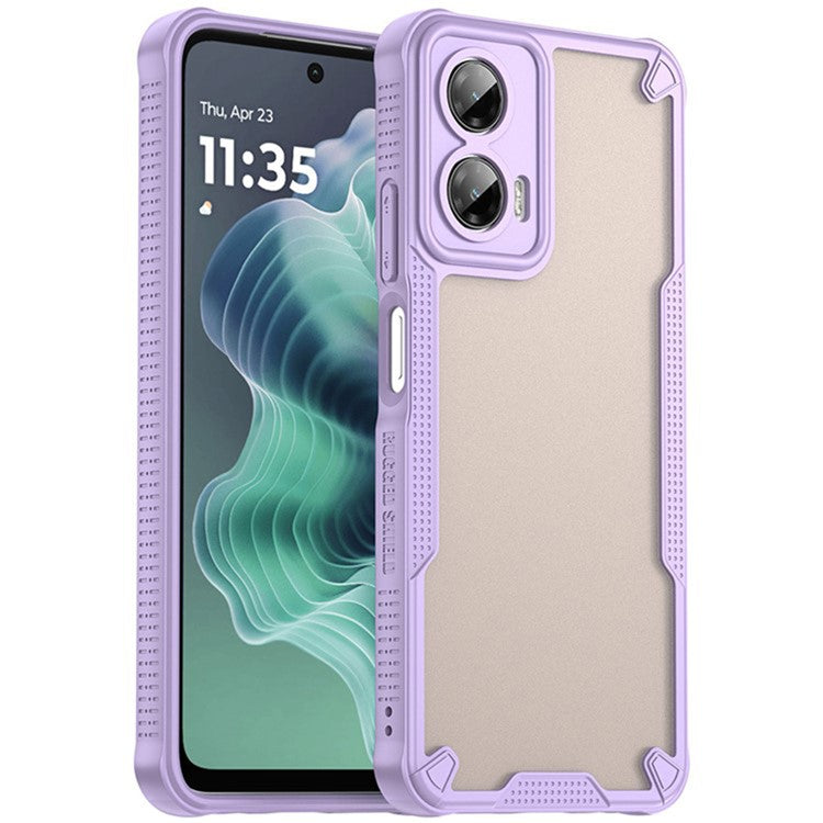 WANLONFENG MFFJ2 Series For Motorola Moto G35 5G Back Cover with 2PCS Tempered Glass TPU + Acrylic Phone Case - Purple