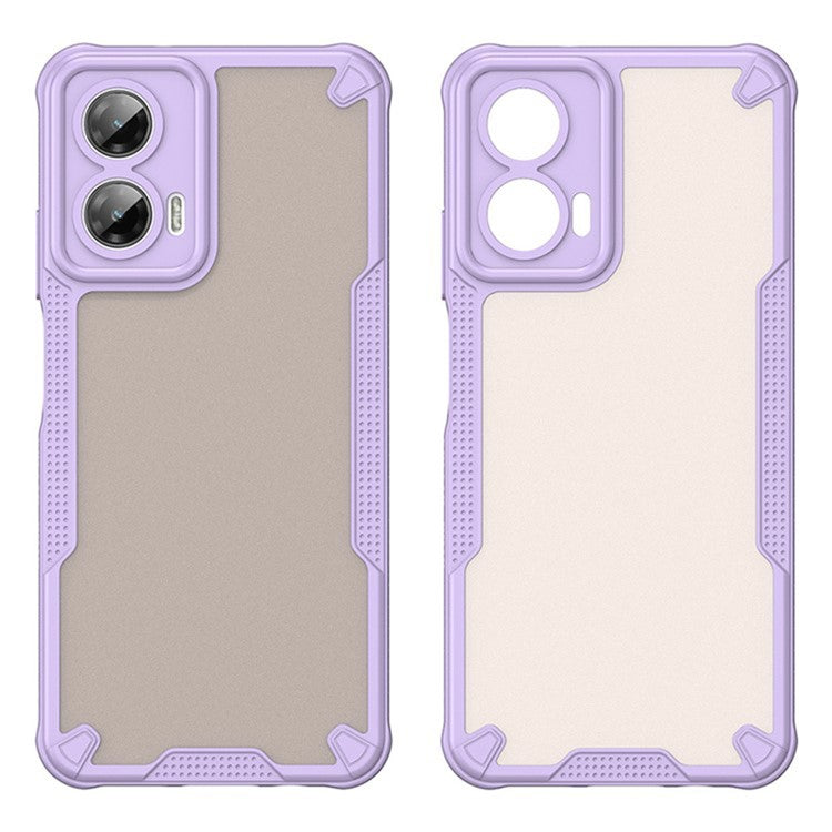 WANLONFENG MFFJ2 Series For Motorola Moto G35 5G Back Cover with 2PCS Tempered Glass TPU + Acrylic Phone Case - Purple
