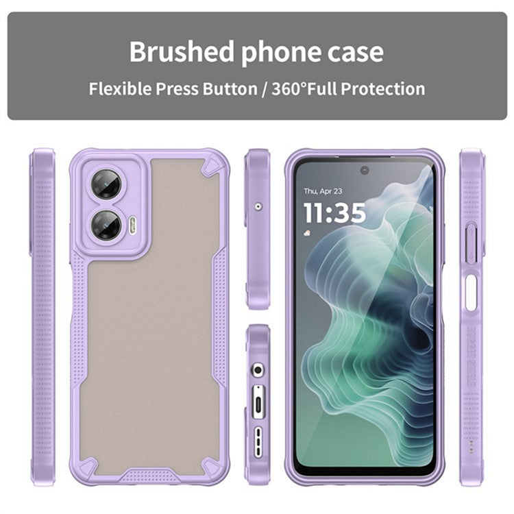 WANLONFENG MFFJ2 Series For Motorola Moto G35 5G Back Cover with 2PCS Tempered Glass TPU + Acrylic Phone Case - Purple