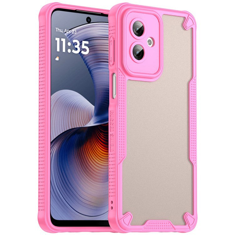 WANLONFENG MFFJ2 Series For Motorola Moto G55 5G Back Cover with 2PCS Tempered Glass TPU + Acrylic Phone Case - Pink