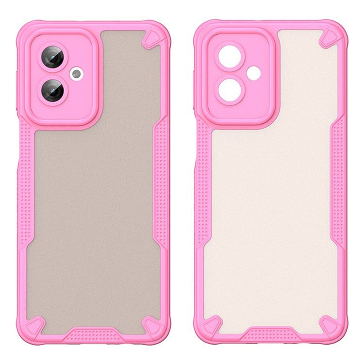 WANLONFENG MFFJ2 Series For Motorola Moto G55 5G Back Cover with 2PCS Tempered Glass TPU + Acrylic Phone Case - Pink