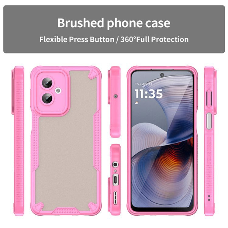 WANLONFENG MFFJ2 Series For Motorola Moto G55 5G Back Cover with 2PCS Tempered Glass TPU + Acrylic Phone Case - Pink