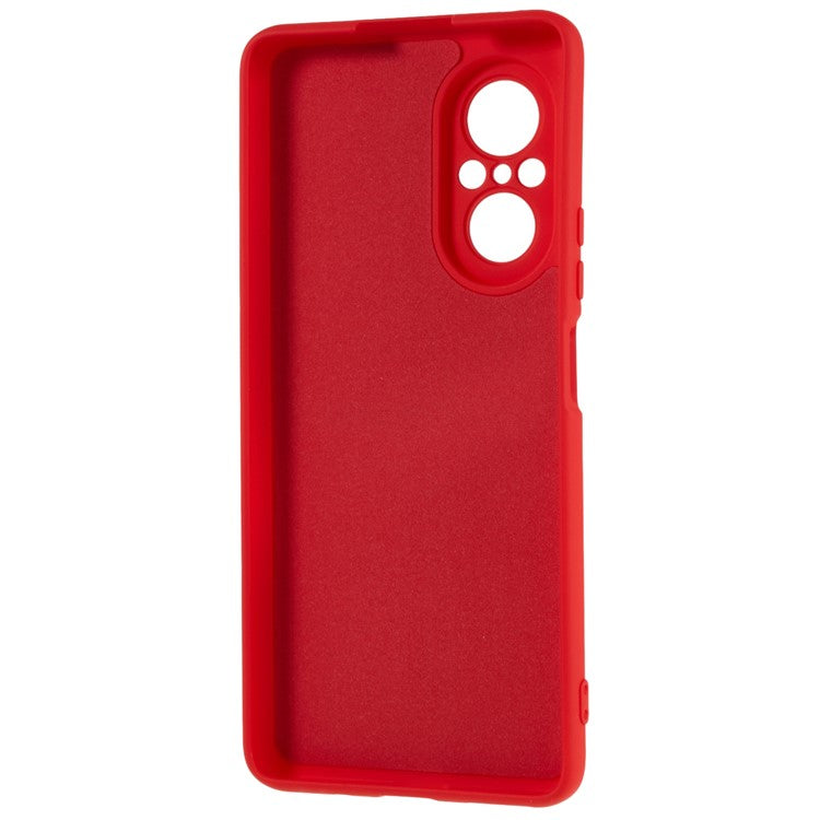 For Huawei nova 9 SE 2.0mm Thick Liquid Silicone Texture Phone Back Cover Arc Edge Anti-drop TPU Case - Red