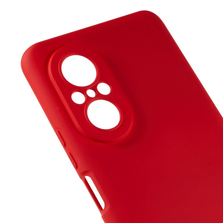 For Huawei nova 9 SE 2.0mm Thick Liquid Silicone Texture Phone Back Cover Arc Edge Anti-drop TPU Case - Red