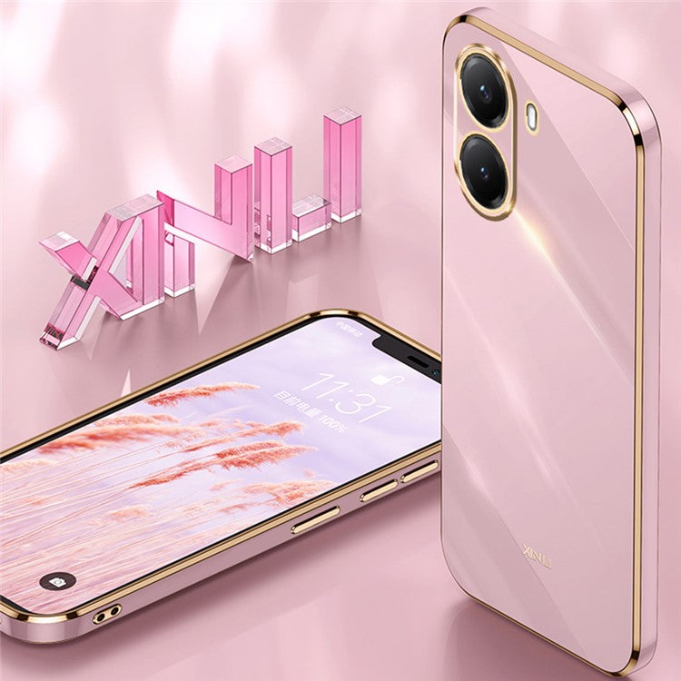 XINLI For Xiaomi Poco X7 Pro 5G Case TPU Phone Cover with Electroplating Frame - Cyan