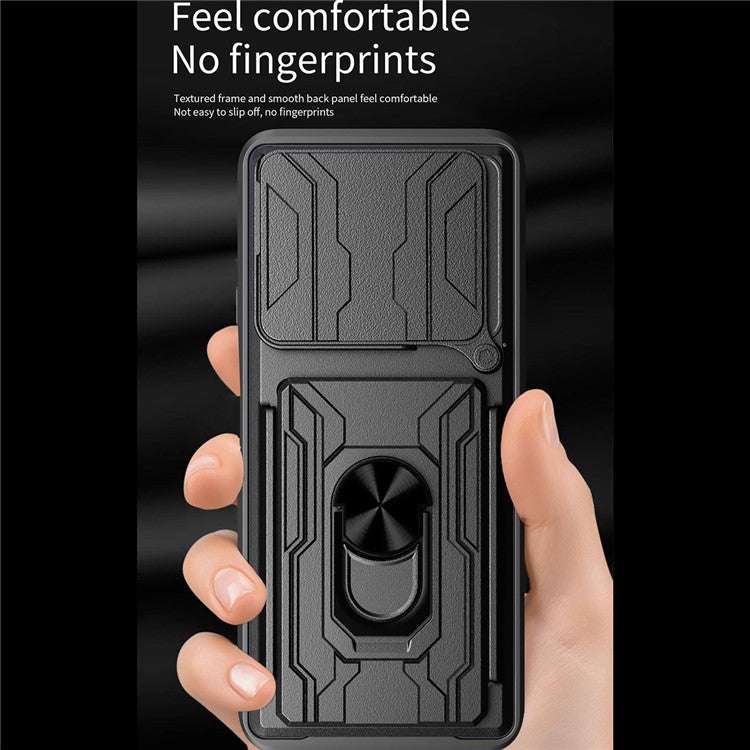 For Xiaomi Redmi Note 14 4G (164.84mm) Case PC + TPU Kickstand Phone Back Cover with Camera Slider - Sapphire