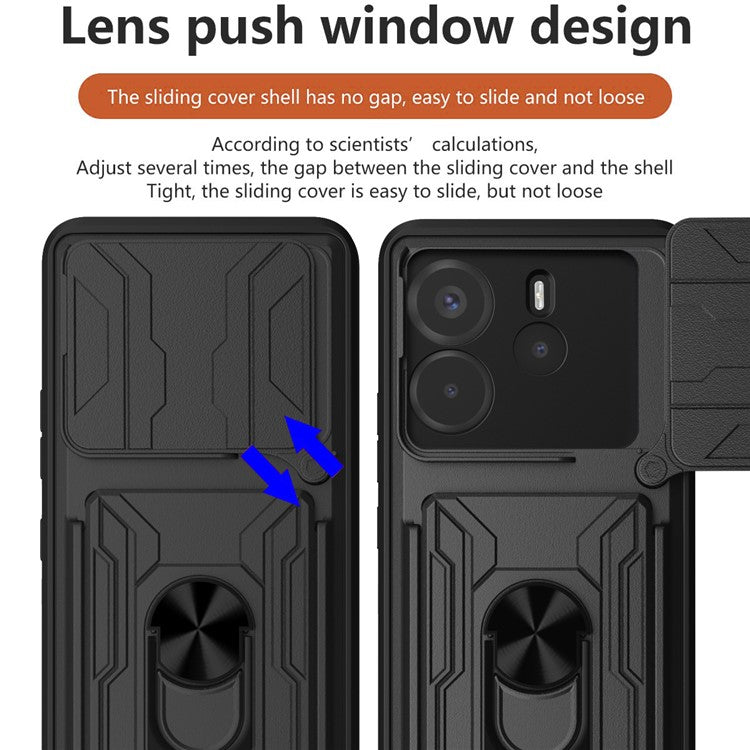 For Xiaomi Redmi Note 14 4G (164.84mm) Case PC + TPU Kickstand Phone Back Cover with Camera Slider - Sapphire
