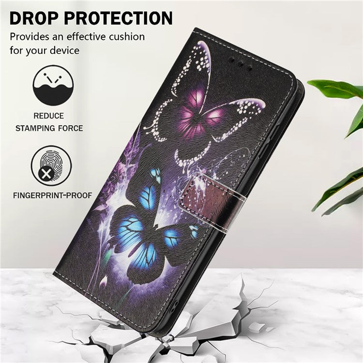 YX-2501 For Motorola Edge 40 Neo 5G Case Pattern Printing PU Leather Wallet Phone Cover with Lanyard - Two Butterflies