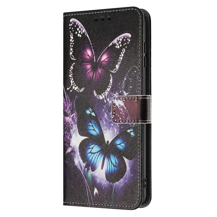 YX-2501 For Motorola Edge 40 Neo 5G Case Pattern Printing PU Leather Wallet Phone Cover with Lanyard - Two Butterflies