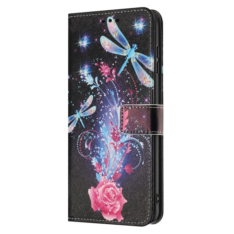 YX-2501 For Motorola Edge 40 Neo 5G Case Pattern Printing PU Leather Wallet Phone Cover with Lanyard - Dragonfly