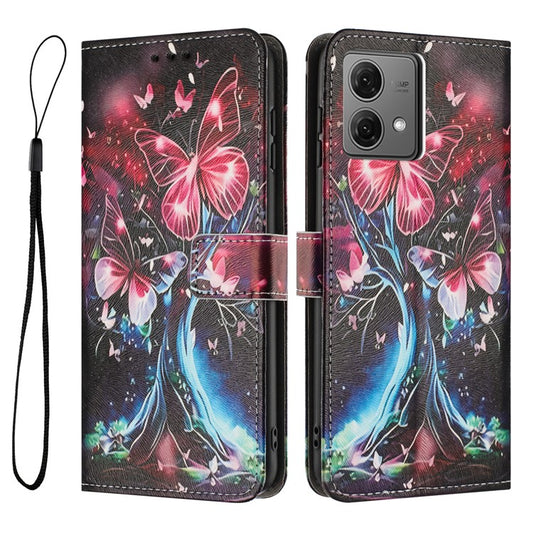 YX-2501 For Motorola Edge 40 Neo 5G Case Pattern Printing PU Leather Wallet Phone Cover with Lanyard - Butterfly Tree