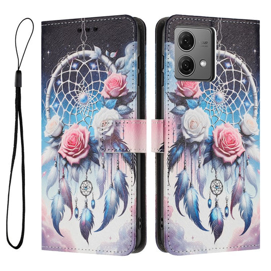 YX-2501 For Motorola Edge 40 Neo 5G Case Pattern Printing PU Leather Wallet Phone Cover with Lanyard - Flower Wind Chime
