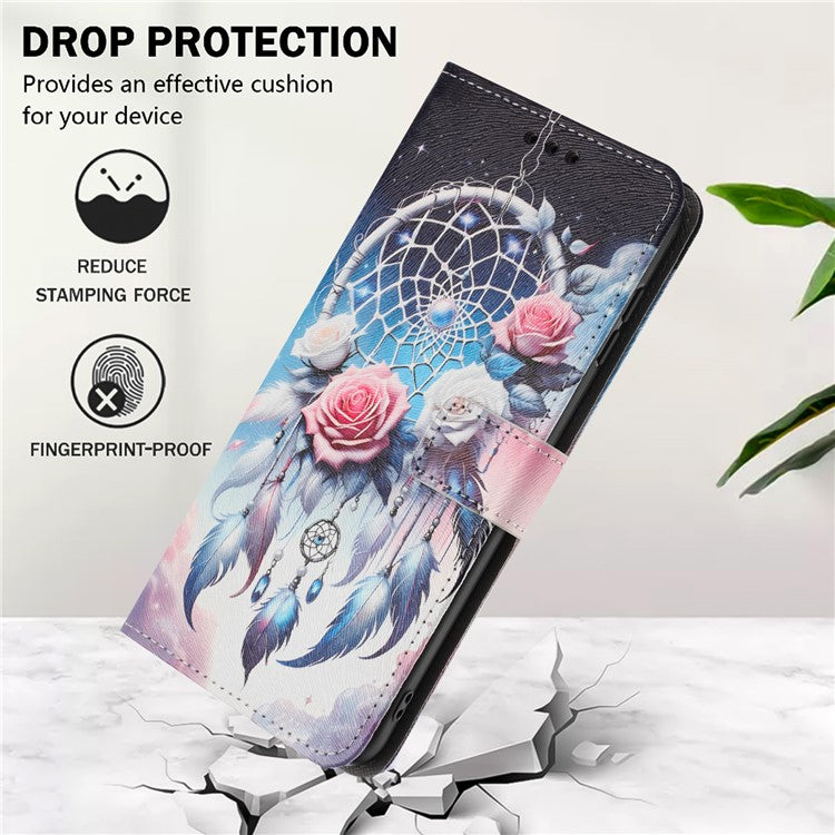 YX-2501 For Motorola Edge 40 Neo 5G Case Pattern Printing PU Leather Wallet Phone Cover with Lanyard - Flower Wind Chime