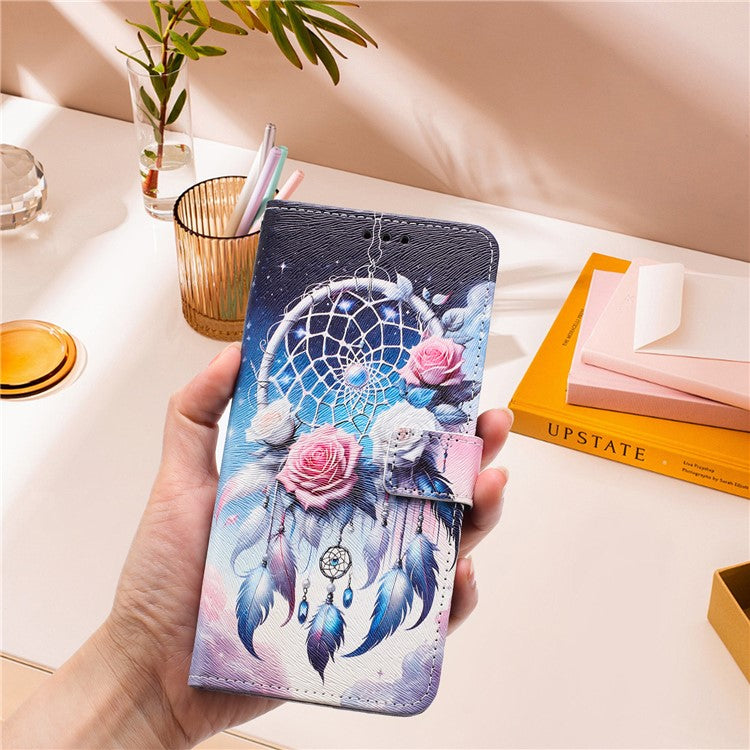 YX-2501 For Motorola Edge 40 Neo 5G Case Pattern Printing PU Leather Wallet Phone Cover with Lanyard - Flower Wind Chime