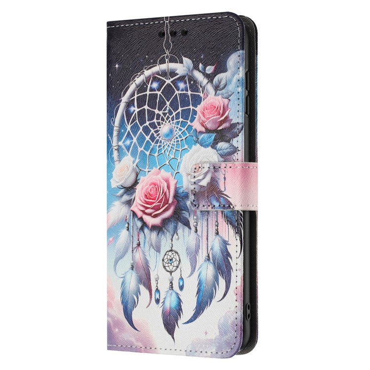 YX-2501 For Motorola Edge 40 Neo 5G Case Pattern Printing PU Leather Wallet Phone Cover with Lanyard - Flower Wind Chime