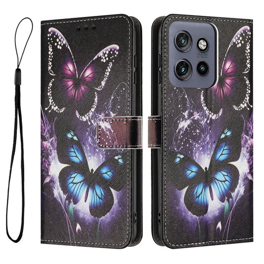 YX-2501 Leather Case For Motorola Moto S50 5G  /  Edge 50 Neo 5G  /  Thinkphone 25 5G Pattern Printing Wallet Phone Cover - Two Butterflies