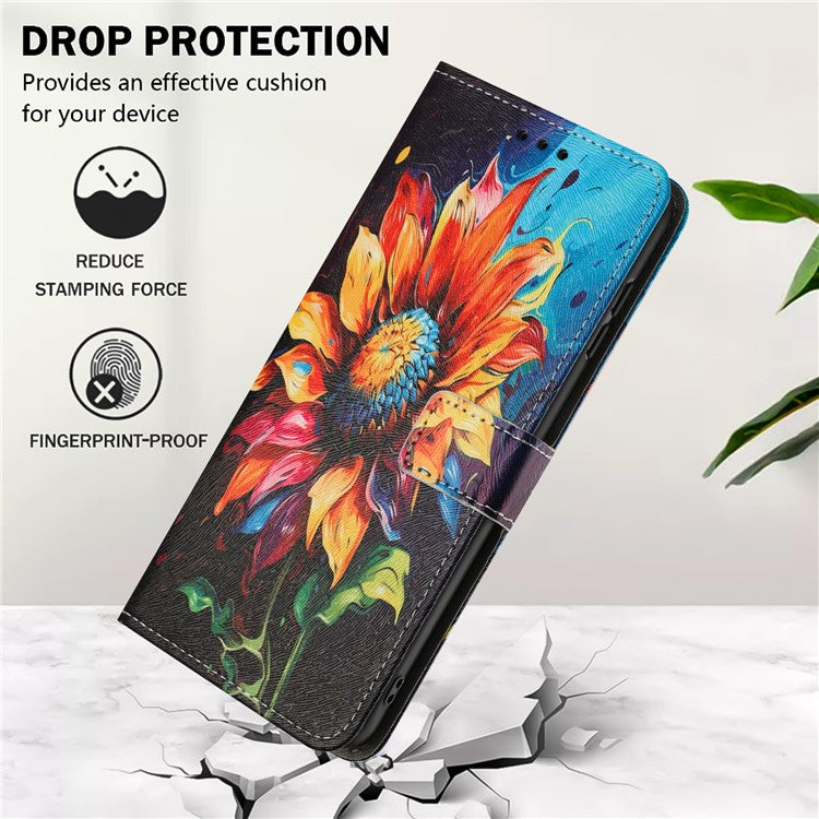 YX-2501 Leather Case For Motorola Moto S50 5G  /  Edge 50 Neo 5G  /  ThinkPhone 25 5G Pattern Printing Wallet Phone Cover - Sunflower
