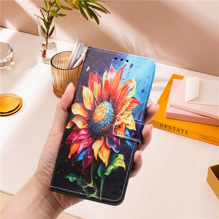 YX-2501 Leather Case For Motorola Moto S50 5G  /  Edge 50 Neo 5G  /  ThinkPhone 25 5G Pattern Printing Wallet Phone Cover - Sunflower