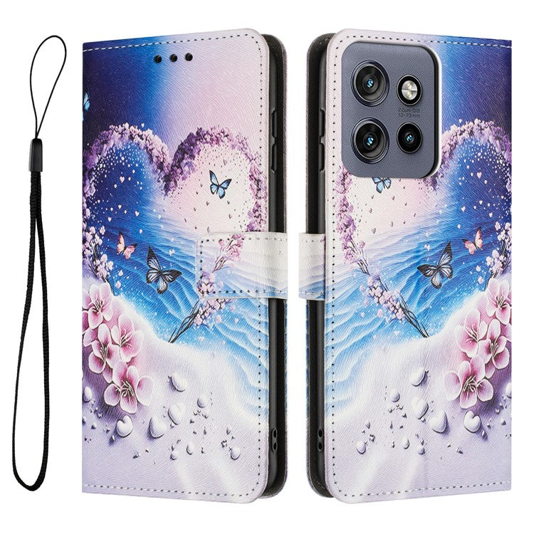 YX-2501 Leather Case For Motorola Moto S50 5G  /  Edge 50 Neo 5G  /  ThinkPhone 25 5G Pattern Printing Wallet Phone Cover - Heart Butterfly