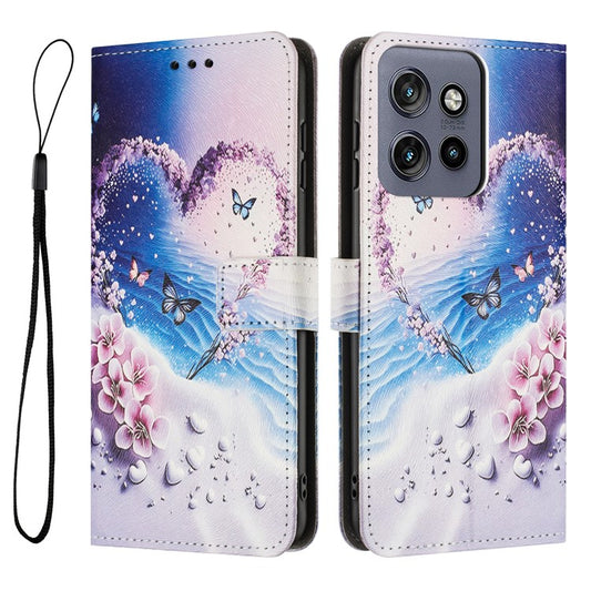 YX-2501 Leather Case For Motorola Moto S50 5G  /  Edge 50 Neo 5G  /  ThinkPhone 25 5G Pattern Printing Wallet Phone Cover - Heart Butterfly