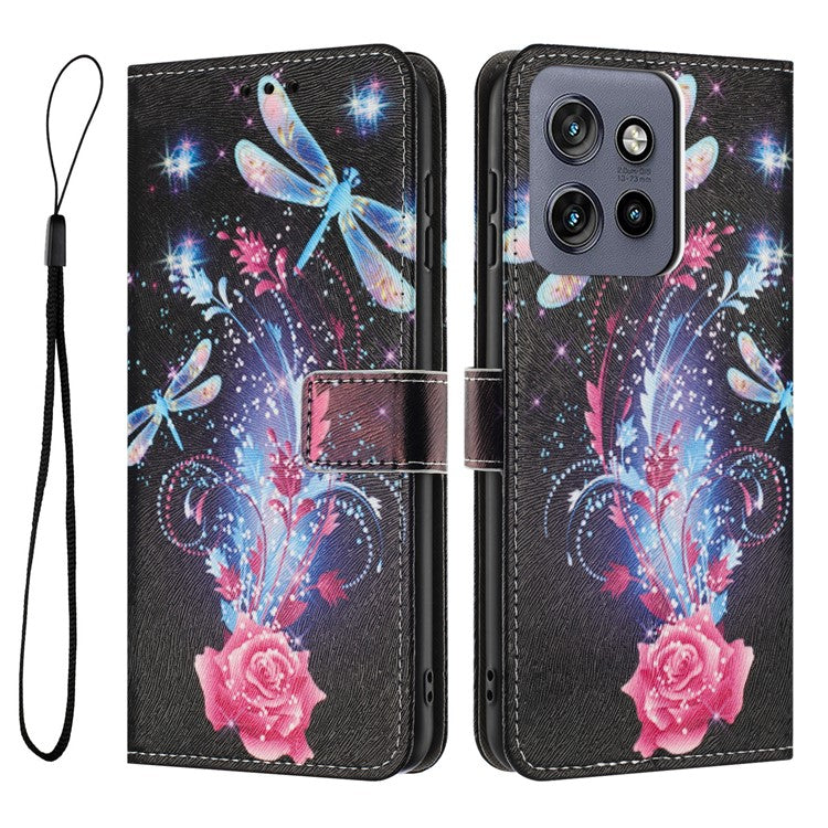 YX-2501 Leather Case For Motorola Moto S50 5G  /  Edge 50 Neo 5G  /  ThinkPhone 25 5G Pattern Printing Wallet Phone Cover - Dragonfly