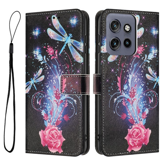 YX-2501 Leather Case For Motorola Moto S50 5G  /  Edge 50 Neo 5G  /  ThinkPhone 25 5G Pattern Printing Wallet Phone Cover - Dragonfly