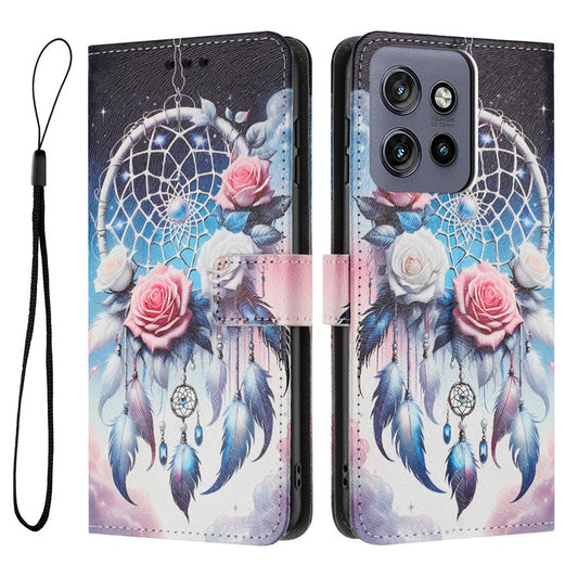 YX-2501 Leather Case For Motorola Moto S50 5G  /  Edge 50 Neo 5G  /  ThinkPhone 25 5G Pattern Printing Wallet Phone Cover - Flower Wind Chime