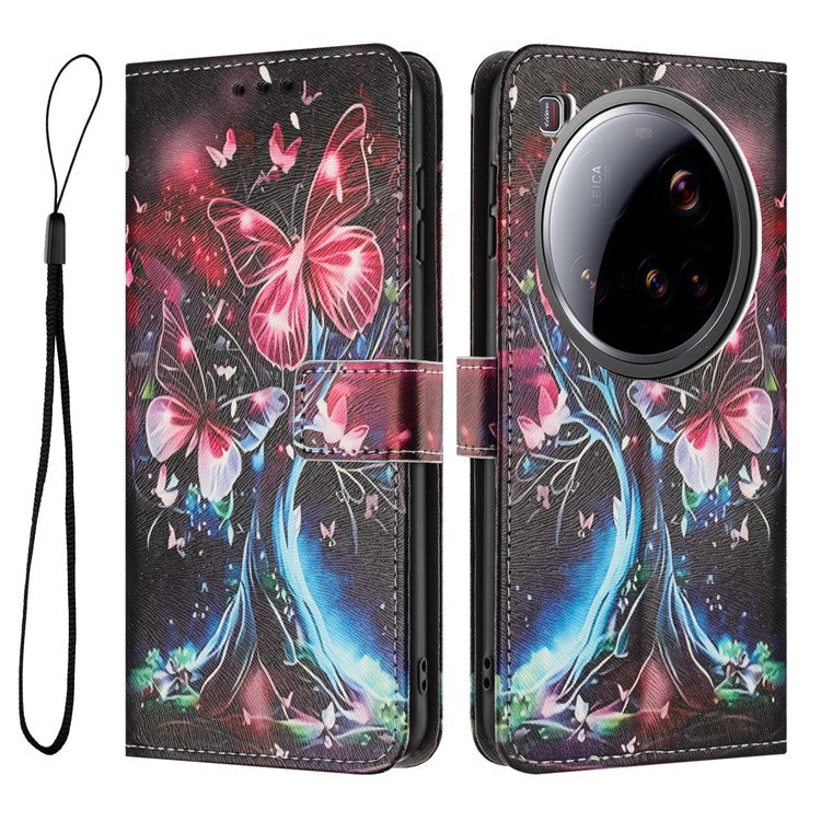 YX-2501 For Xiaomi 15 Ultra Case Pattern Printing PU Leather Wallet Phone Cover with Lanyard - Butterfly Tree