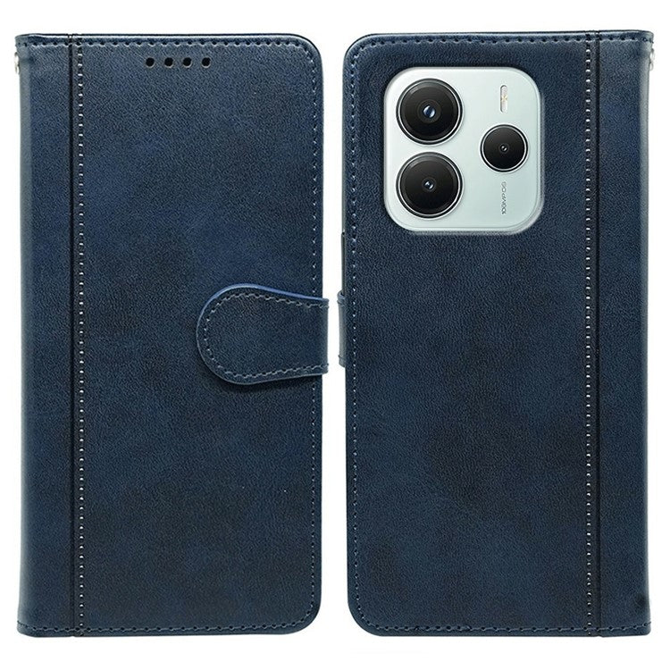 For Xiaomi Redmi Note 14 4G (164.84mm) Case Calf Texture Leather Stand Book Style Phone Cover - Blue