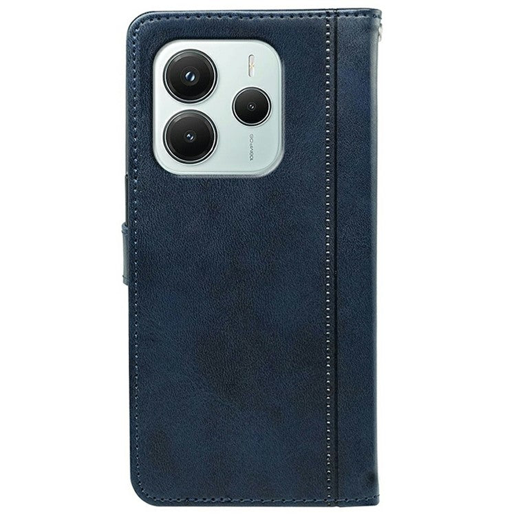 For Xiaomi Redmi Note 14 4G (164.84mm) Case Calf Texture Leather Stand Book Style Phone Cover - Blue
