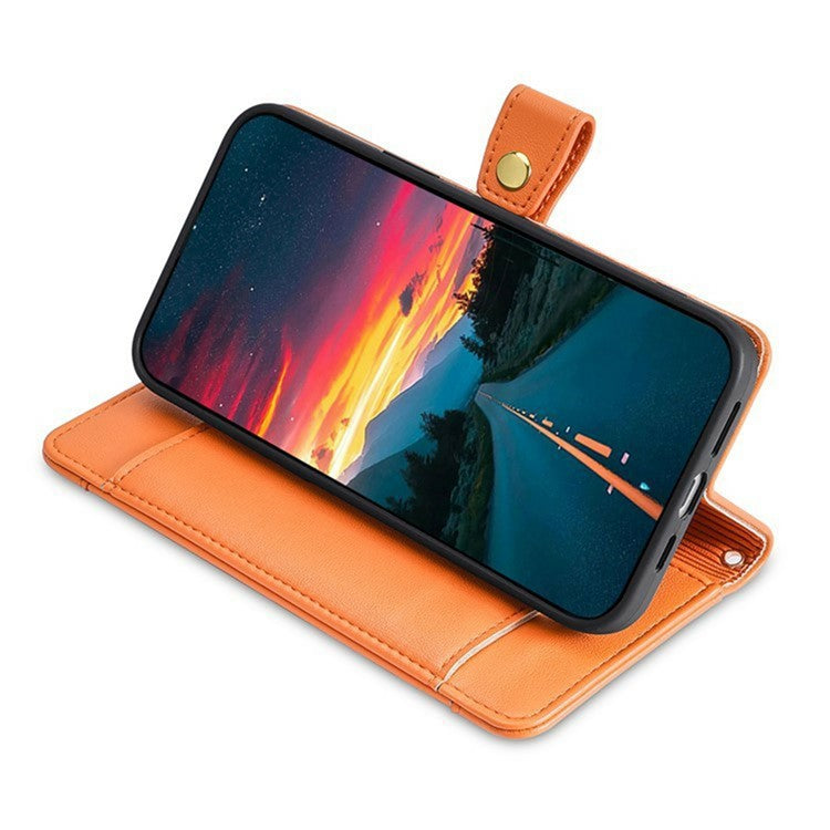 For Motorola Moto G35 5G Leather Case Zipper Pocket Wallet Phone Cover with 2 Straps - Orange
