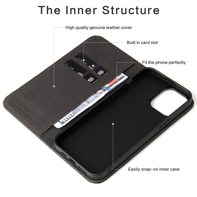 Anti-fall Phone Case For iPhone 14 Pro, Top Layer Cowhide Leather Crocodile Texture Cell Phone Wallet Cover with Foldable Stand - Black