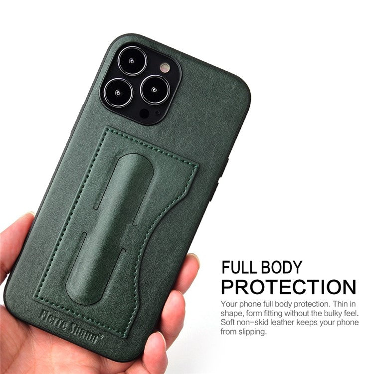 Protective Case for iPhone 14 Pro Max PU Leather TPU Phone Case Anti-Fall Phone Cover with Card Holder / Kickstand - Green