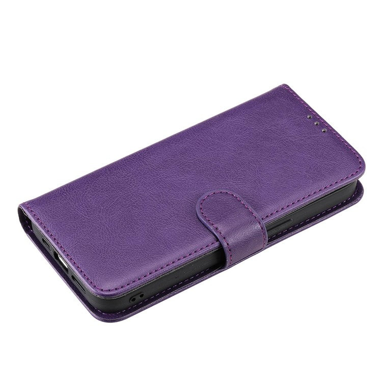 KT Leather Series-3 for iPhone 14 Pro Max Magnetic Detachable Wallet Phone Case Solid Color PU Leather Stand Shockproof Wrist Strap Removable Flip Protective Cover - Purple
