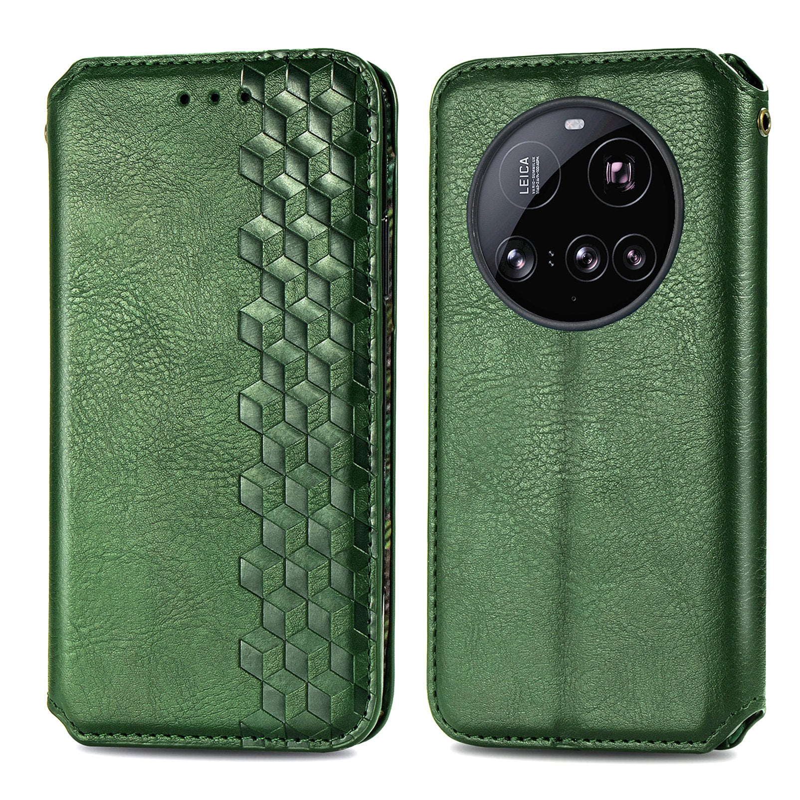 For Xiaomi 15 Ultra Case Rhombus Imprint PU Leather Wallet Phone Cover - Green
