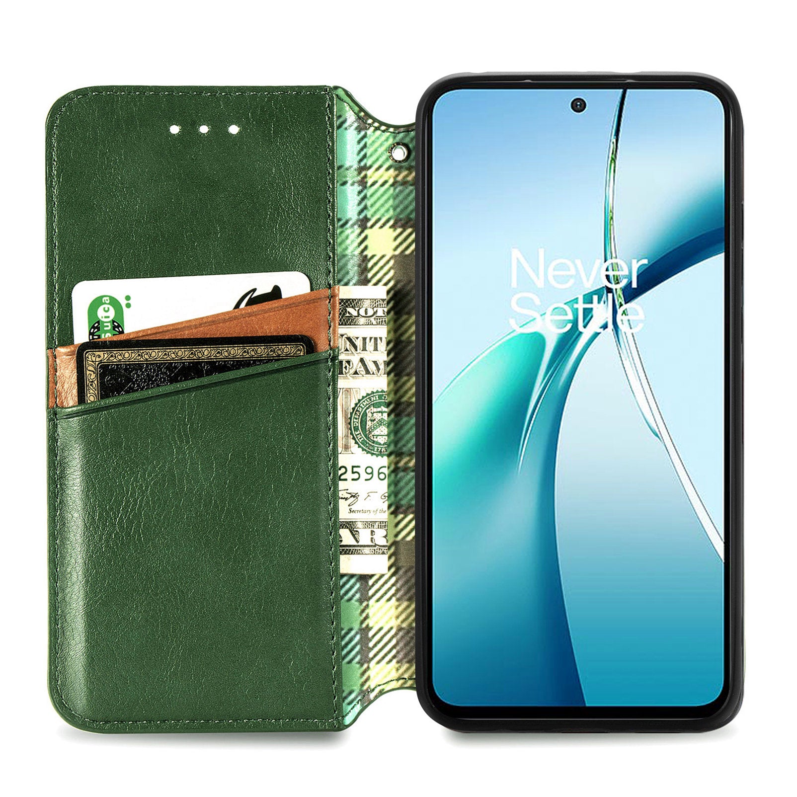For Xiaomi 15 Ultra Case Rhombus Imprint PU Leather Wallet Phone Cover - Green
