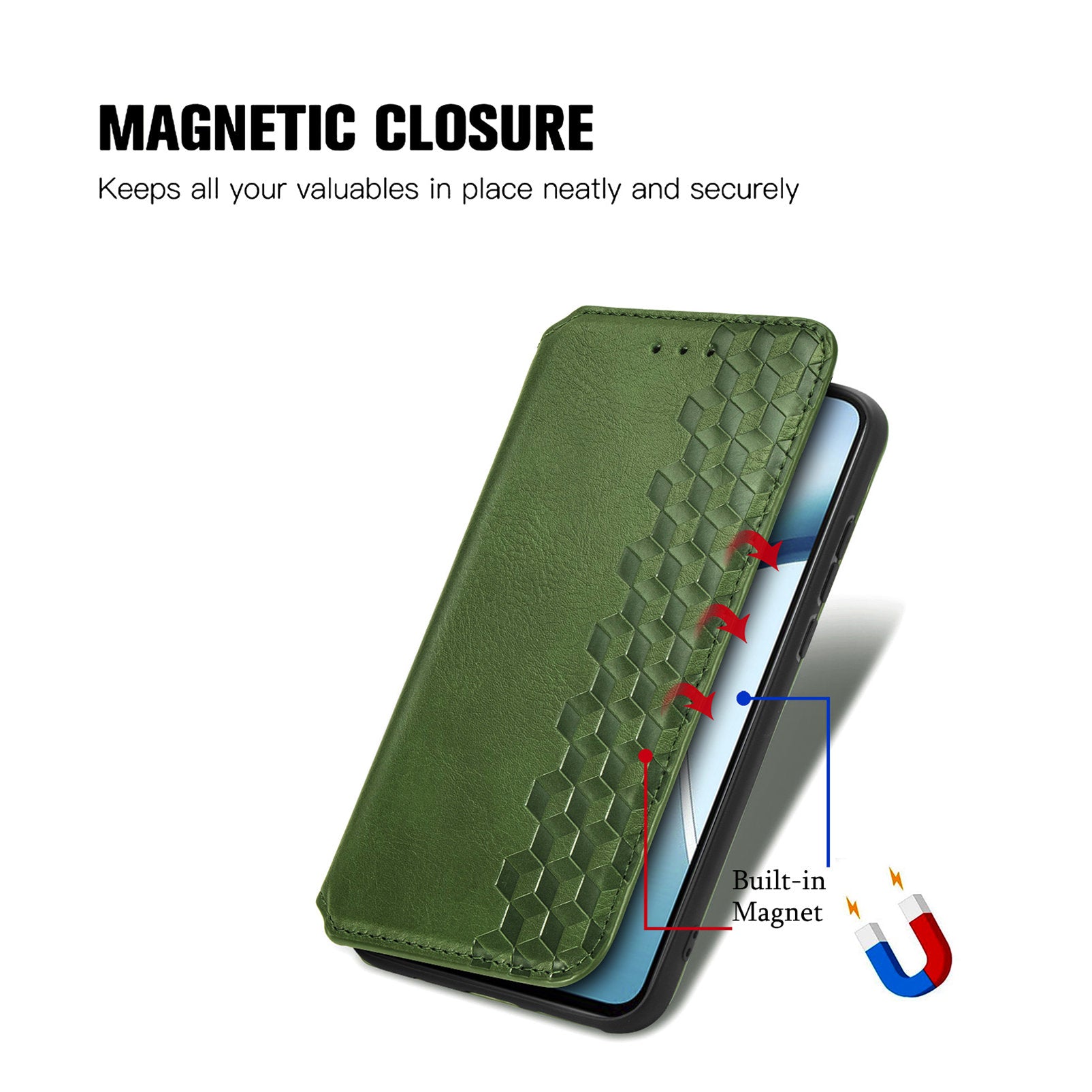 For Xiaomi 15 Ultra Case Rhombus Imprint PU Leather Wallet Phone Cover - Green