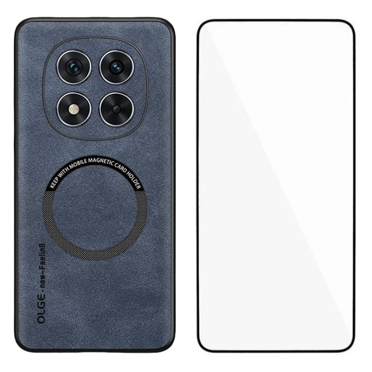 WANLONFENG YBP Series For Xiaomi Redmi Note 14 Pro+ 5G Magnetic Case with Tempered Glass Film PU + TPU Phone Cover Precise Cutouts - Blue