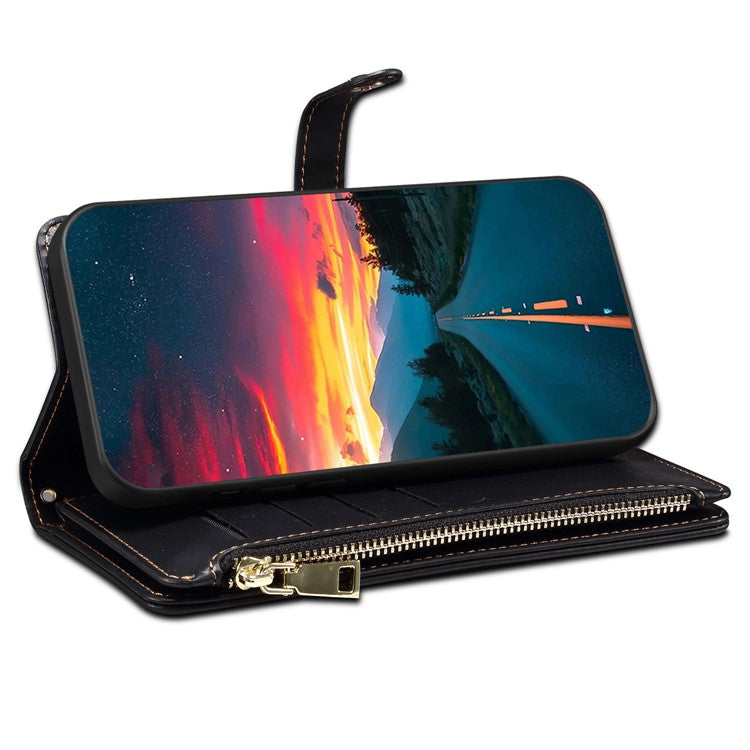ESEBLE Galaxy Series For Motorola Edge 60 Fusion 5G Case Leather Zipper Phone Cover RFID Blocking - Black