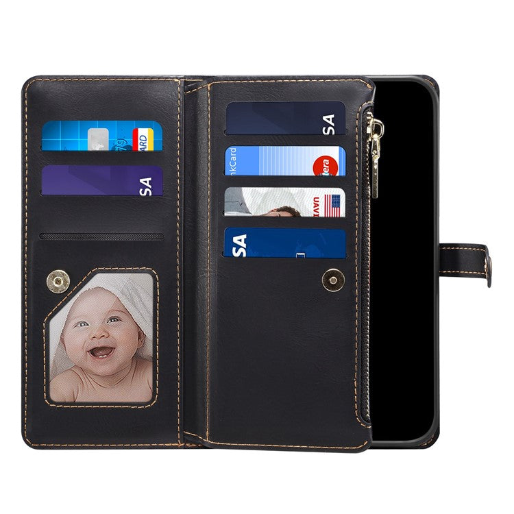 ESEBLE Galaxy Series For Motorola Edge 60 Fusion 5G Case Leather Zipper Phone Cover RFID Blocking - Black