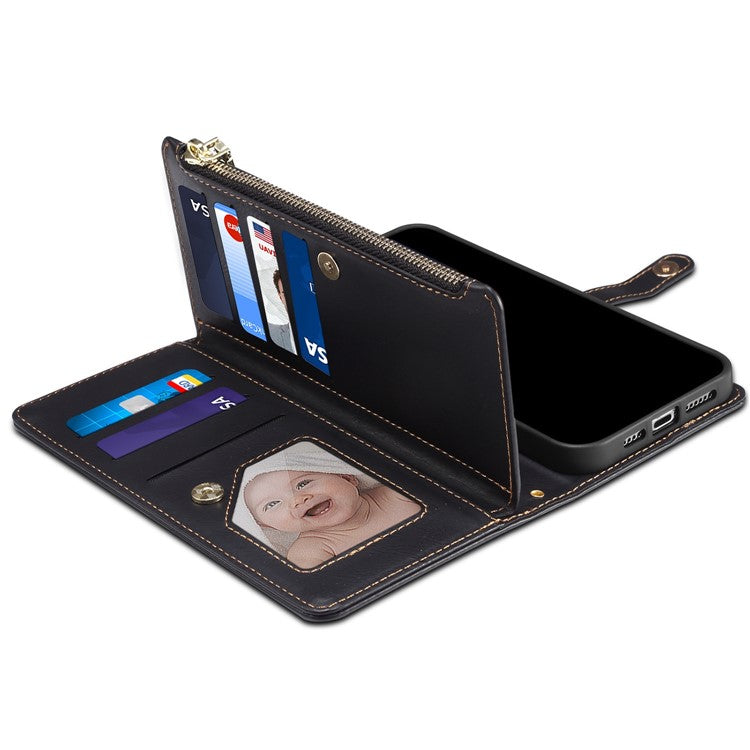 ESEBLE Galaxy Series For Motorola Edge 60 Fusion 5G Case Leather Zipper Phone Cover RFID Blocking - Black