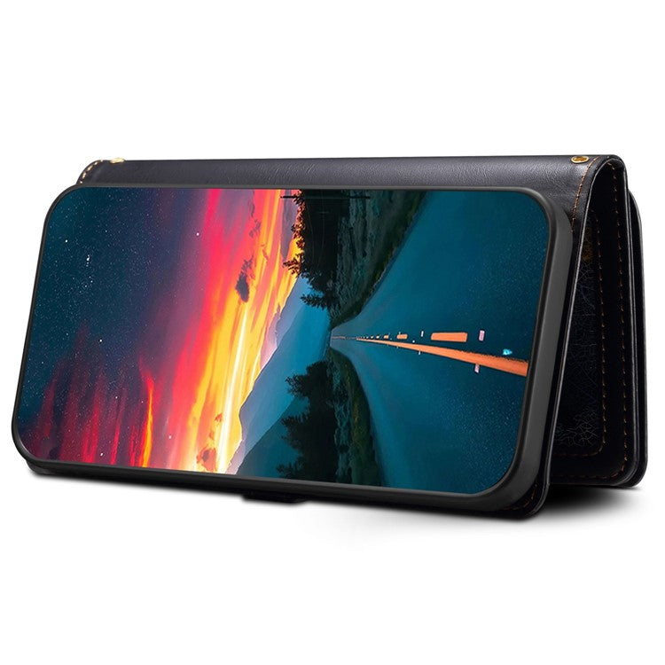 ESEBLE Galaxy Series For Motorola Edge 60 Fusion 5G Case Leather Zipper Phone Cover RFID Blocking - Black
