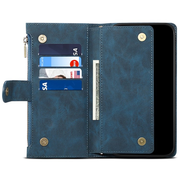 ESEBLE Star Series For Motorola Edge 60 Fusion 5G Case Zipper Wallet Leather Stand Phone Cover - Blue