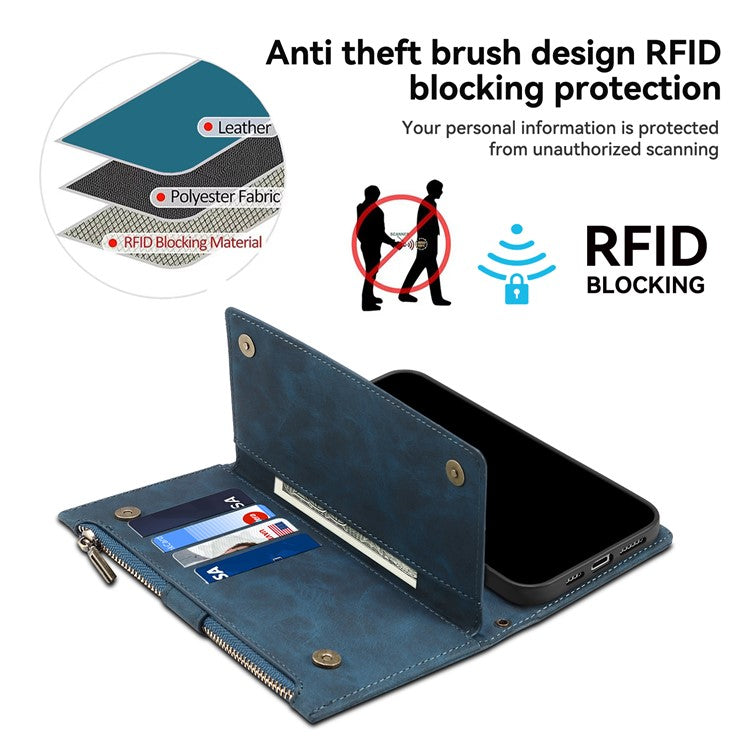 ESEBLE Star Series For Motorola Edge 60 Fusion 5G Case Zipper Wallet Leather Stand Phone Cover - Blue