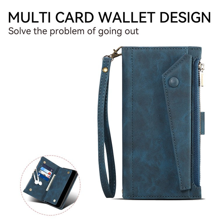 ESEBLE Star Series For Motorola Edge 60 Fusion 5G Case Zipper Wallet Leather Stand Phone Cover - Blue