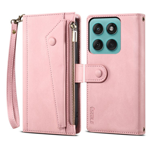 ESEBLE Star Series For Motorola Edge 60 Fusion 5G Case Zipper Wallet Leather Stand Phone Cover - Rose Gold