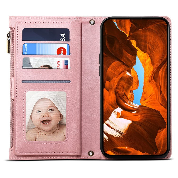 ESEBLE Star Series For Motorola Edge 60 Fusion 5G Case Zipper Wallet Leather Stand Phone Cover - Rose Gold