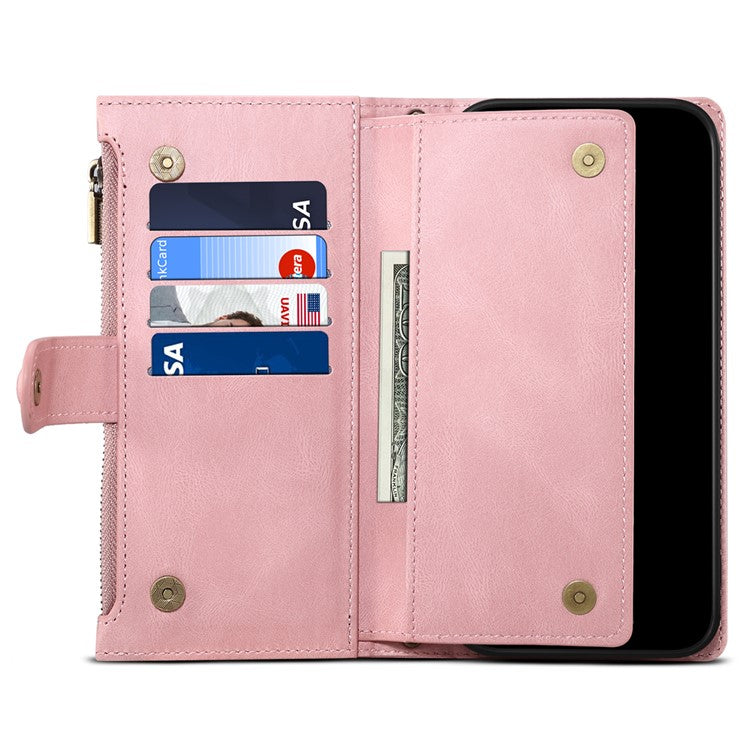 ESEBLE Star Series For Motorola Edge 60 Fusion 5G Case Zipper Wallet Leather Stand Phone Cover - Rose Gold
