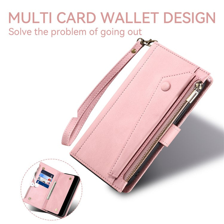 ESEBLE Star Series For Motorola Edge 60 Fusion 5G Case Zipper Wallet Leather Stand Phone Cover - Rose Gold