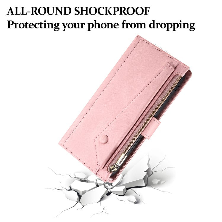 ESEBLE Star Series For Motorola Edge 60 Fusion 5G Case Zipper Wallet Leather Stand Phone Cover - Rose Gold
